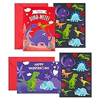 Hallmark Valentines Day Cards and Stickers for Kids School, Dinosaur (24 Classroom Valentines with Envelopes)