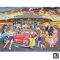 1000 Piece Puzzle for Adults ROSILAND Solomon Willy's Drive in 27X20 Diner Jigsaw by KI Puzzles