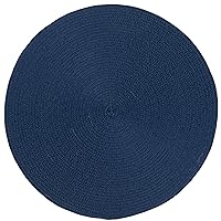 SAFAVIEH Braided Collection Area Rug - 5' Round, Navy, Handmade Country Farmhouse, Ideal for High Traffic Areas in Living Room, Bedroom (BRD402N)
