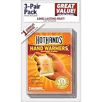 Hand Warmers - Long Lasting Safe Natural Odorless Air Activated Warmers - Up to 10 Hours of Heat - 3 Pair