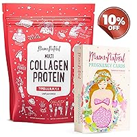 Mama Natural Multi Collagen Powder & Pregnancy Affirmation Cards - New Mom Gifts for Women Includes Grass-Fed & Hydrolyzed Collagen Peptides (16Oz) & 50 Powerful Pregnancy Affirmation Cards for Women