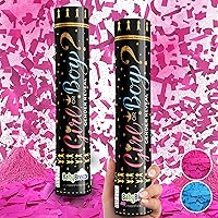 Gender Reveal Confetti Powder Cannon Biodegradable Baby Boy Blue Baby Girl Pink Poppers - He or She What Will it Bee Baby Shower Party Decorations Supplies Sticks (2 Pink)