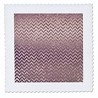 3D Rose Purple and Gold Velvet Effect Chevron Stripes Square 12 by 12 Inch Quilt, 12 x 12