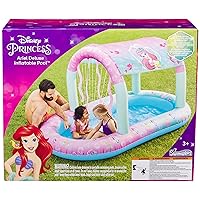 SwimWays Disney Princess Ariel Water Castle Deluxe Inflatable Pool, Above Ground Pool with Canopy and Fast Inflation for Kids Aged Aged 3 & Up
