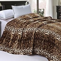 Home Soft Things Soft and Thick Faux Fur Sherpa Backing Bed Blanket, ML Leopard, 86