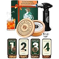 Cocktail Smoker Kit with Torch - Premium Quality Drink Smoker Infuser Kit with Cocktail Smoker Torch - Whiskey Smoker Kit, Old Fashioned Cocktail Kit, Bourbon Smoker Kit - Smoke Infuser for Cocktails