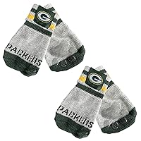 NFL Green Bay Packers Anti Slip Dog Socks with Elastic Ribbed Top, Size X-Small/Small. Indoor/Outdoor Socks, Best Dog Paw Protector, 2 Pairs, Cool Puppy Supplies with NFL Logo of Packers Team