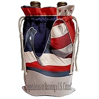 3dRose Congratulations on Becoming a U.S. Citizen, Flag Eagle-Wine Bag, 13.5 by 8.5-inch , Beige