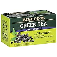 Bigelow Tea Green Tea with Elderberry Plus Vitamin C, Caffeinated Tea with Elderberry, 18 Count Box (Pack of 6), 108 Total Tea Bags