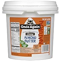 Once Again Natural Creamy Almond Butter, 5lb Pantry Pal (same as 5 jars) - Roasted - Salt Free, Unsweetened - Gluten Free Certified, Peanut Free, Vegan, Kosher, Paleo