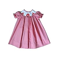 Toddler and Baby Girls Hand Smocked Red Christmas Dress