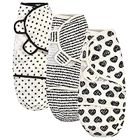 Touched by Nature Unisex Baby Organic Cotton Swaddle Wraps, Heart 3-Pack, 0-3 Months