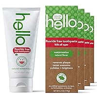 Natural Watermelon Flavor Kids Fluoride Free Toothpaste, Vegan, SLS Free, Gluten Free, Safe to Swallow for Baby and Toddlers, 4.2 Ounce (Pack of 4))