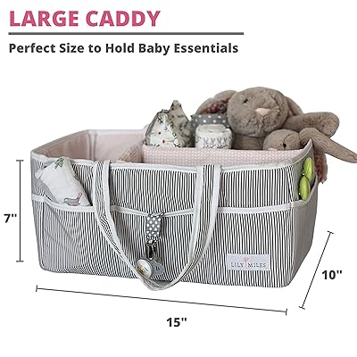 Lily Miles Baby Diaper Caddy Organizer - Nursery Storage Basket Bin Baby Item Blush, Large