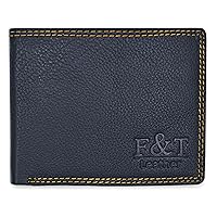 Genuine Leather Wallet for Men Navy Blue (FT2102)