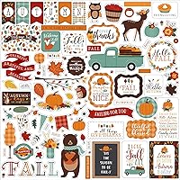 Echo Park Paper Company Happy Fall Element Sticker, Orange, red, Teal, Brown, Yellow