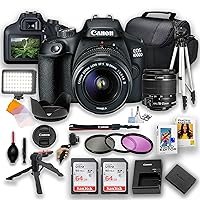 Canon EOS Rebel 4000D / T100 DSLR Camera |18MP| with Canon 18-55mm III Lens + LED Video Light + 2X 64GB Memory, Case, Software Editor, Filters & Tripod Kit