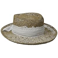 San Diego Hat Company Women's One Size Seagrass Gambler with Poly Chiffon Band