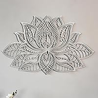 iwa concept Mandala Metal Wall Decor, Lotus Flower Meditation Room Decor, Minimalist Zen Garden Bohemian Gift for New Year (26.3