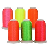 Neon Colors Polyester Embroidery Thread 6 Spool Set - Threadart