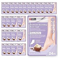 Original Derma Beauty Foot Mask 24 Pairs Moisture-Boosting Shea Butter Moisturizing Foot Mask Set Body Exfoliator Callus Remover Foot Masks Foot Bath Pedicure Supplies for Beauty & Personal Care