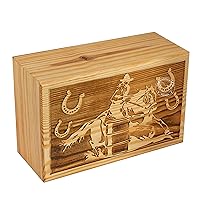 Handcrafted Horse Rider Wooden Cremation Urns for Human Ashes Adult Large - Funeral Urn Box - Burial Urns for Columbarium (250 LB - Pinewood)