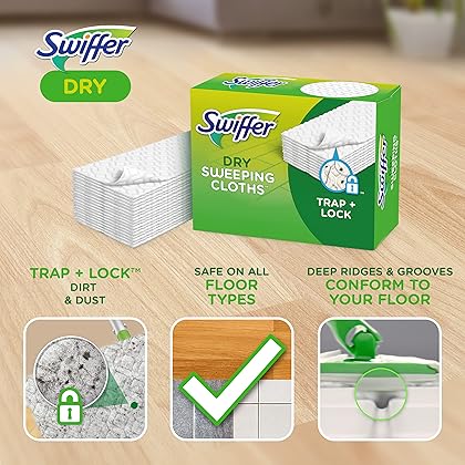 Swiffer Sweeper 2-in-1 Mops for Floor Cleaning, Dry and Wet Multi Surface Floor Cleaner, Sweeping and Mopping Starter Kit, Includes 1 Mop + 19 Refills, 20 Piece Set