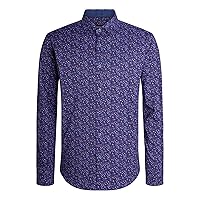 BUGATCHI Men's Shaped Performance Shirt, Midnight, 3XL