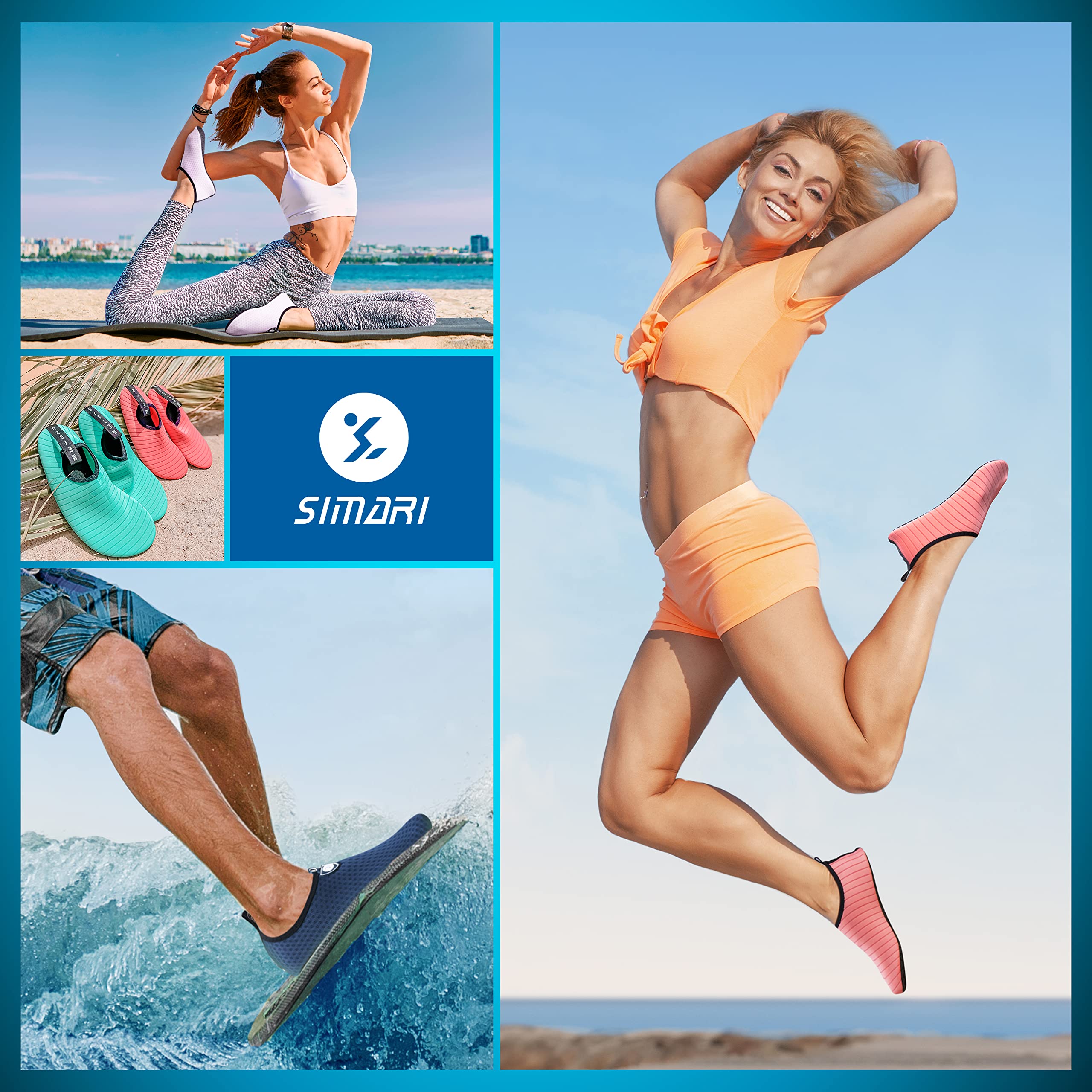 SIMARI Water Shoes Womens Mens Swim Pool Beach Aqua Socks Quick-Dry Barefoot Outdoor Surf Yoga Exercise SWS001