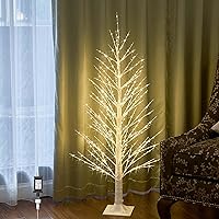 LITBLOOM Lighted Alpine Tree 4FT 450 LED Fairy Lights, White Twig Tree with Lights Plug in for Indoor Outdoor Home Thanksgiving Christmas Decorations