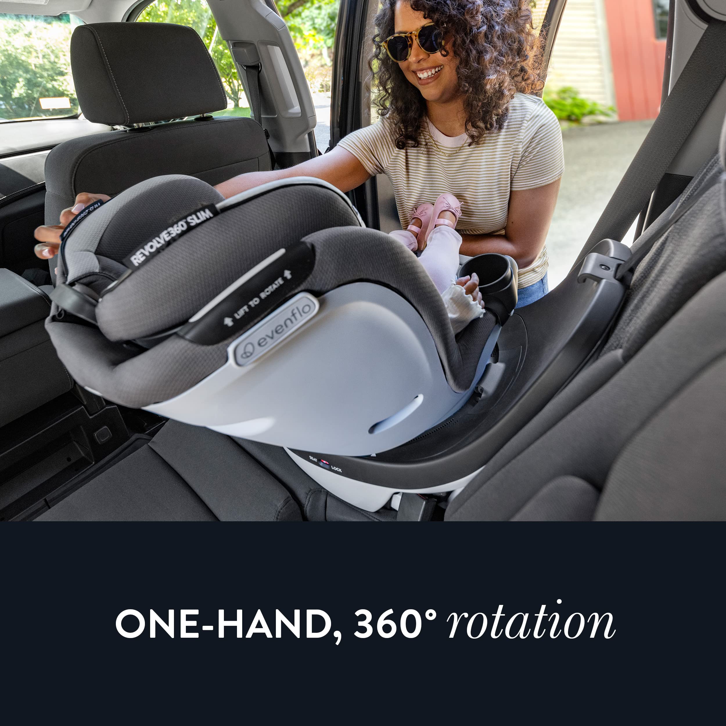 Evenflo Gold Revolve360 Slim 2-in-1 Rotational Car Seat with SensorSafe (Pearl Gray)