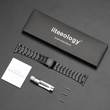 iiteeology Compatible with Apple Watch Band 49mm 45mm 44mm 42mm 41mm 40mm 38mm, Titanium Strap for Men with Double Button Clasp for iWatch Ultra SE Series 8 7 6 5 4 3 2 1