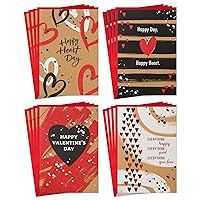 Hallmark Kraft Valentine's Day Card Assortment (16 Cards with Envelopes) Red, Black, White