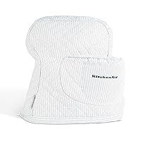 KITCHENAID Fitted Tilt-Head Ticking Stripe Stand Mixer Cover with Storage Pocket, Quilted 100% Cotton, Ink Blue, 14.4
