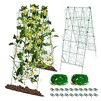 35.4″ X 47.2″ Cucumber Trellis kit, 2 Pack Foldable A Frame Garden Trellis with Clips,Climbing Net, Metal Plant Support Trellis for Climbing Plants,Flowers,Garden Raised Bed