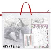 36 x 48 Inch Art Portfolio Case Large Art Portfolio Bag Portfolio Folder for Artwork Poster Storage Bag with Handle Artist Supply Organizer for Bulletin Board Holder(Red, 1 Pc)