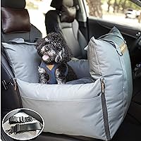 Durable Dog Car Seat with Front & Back Protection - Dog Booster Seat with 2 Adjustable Dog Leashes for Dog Harness with Belts - Dog Bed Pet Car Seat with Carrier Handles for Small & Medium
