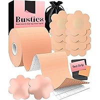 Boob Tape Kit (12 pcs), Easy to Use (Universal Fit), 1 Pack Boobytape for Breast Lift, Bob Tape for Large Breasts, Bra Nipple Tape with Petals and Covers, Breast Tape for Women Nude