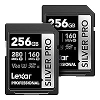 Lexar 256GB (2-PK) Professional SILVER PRO SDXC Memory Card, UHS-II, C10, U3, V60, Full-HD & 4K Video, Up To 280MB/s Read, for Professional Photographer, Videographer, Enthusiast (LSDSIPR256G-B2NNU)