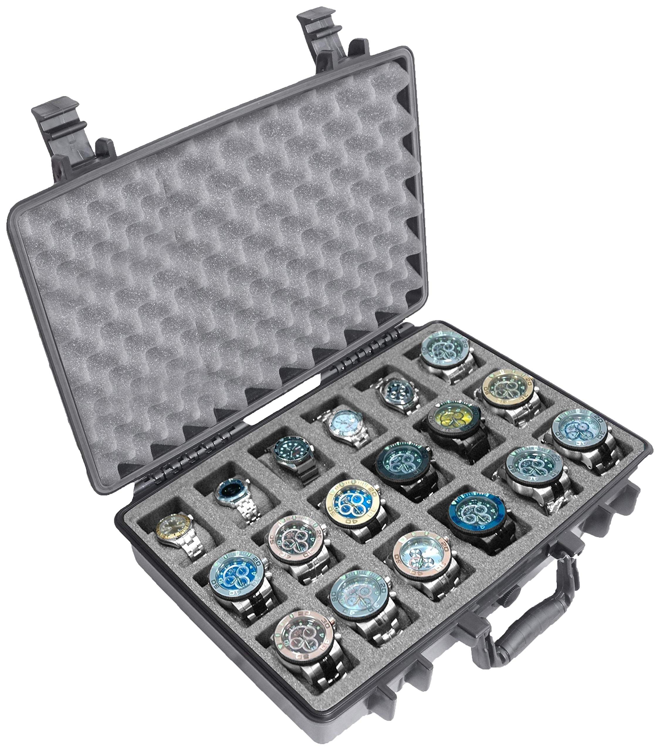 Case Club 18 Watch Carry Case - Organize & Protect Your Watch Collection in a Hard Shell, Heavy Duty, Waterproof, Travel & Storage Case - For Men's & Women's Watches of Various Sizes