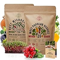 Beet Microgreens & 20 Most Popular Vegetables Seeds Bundle Non-GMO Heirloom Seeds for Planting Indoor and Outdoor Over 21,300 Microgreen & Vegetables Seeds in One Value Bundle