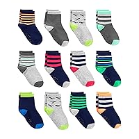 Simple Joys by Carter's Baby 12-Pack Socks, Multicolor/Dinosaur/Stripe, 2T-3T
