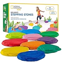 NATIONAL GEOGRAPHIC Stepping Stones for Kids – 10 Soft Durable, Encourage Toddler Balance & Gross Motor Skills, Indoor & Outdoor Toys, Balance Stones, Obstacle Course (Amazon Exclusive)
