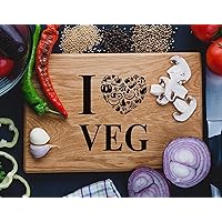 I Love Veg Vegetarian Vegan Healthylife Vegetables Yoga Personalized Engraved Cutting Board - Girlfriend gift Wedding Gift, Anniversary Gifts, Housewarming Gift,Birthday Gift, Corporate Gift, Award