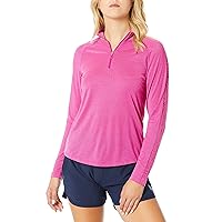 Greg Norman Women's L/S Ruched Lurex 1/4-zip Mock Polo