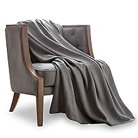Vellux 100% Cotton Blanket - Soft, Breathable, Cozy & Lightweight Thermal Blanket – All-Season King Size Blanket Perfect for Layering Bed, Couch & Sofa - Hotel Quality (90 x 108 Inch, Grey)