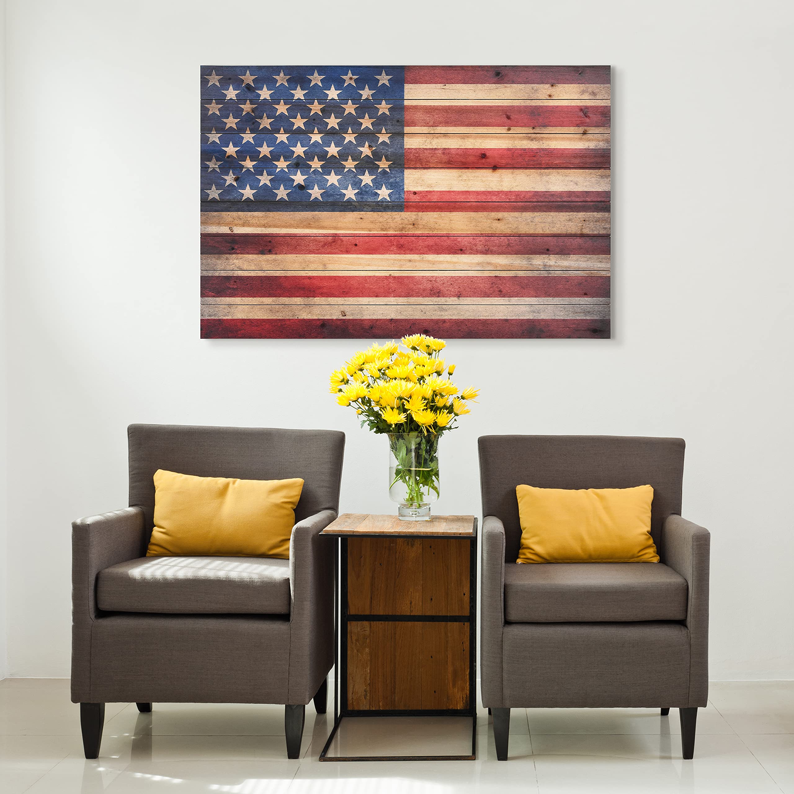 Empire Art Direct American Flag Digital Print on Solid Wood Wall Art, 30