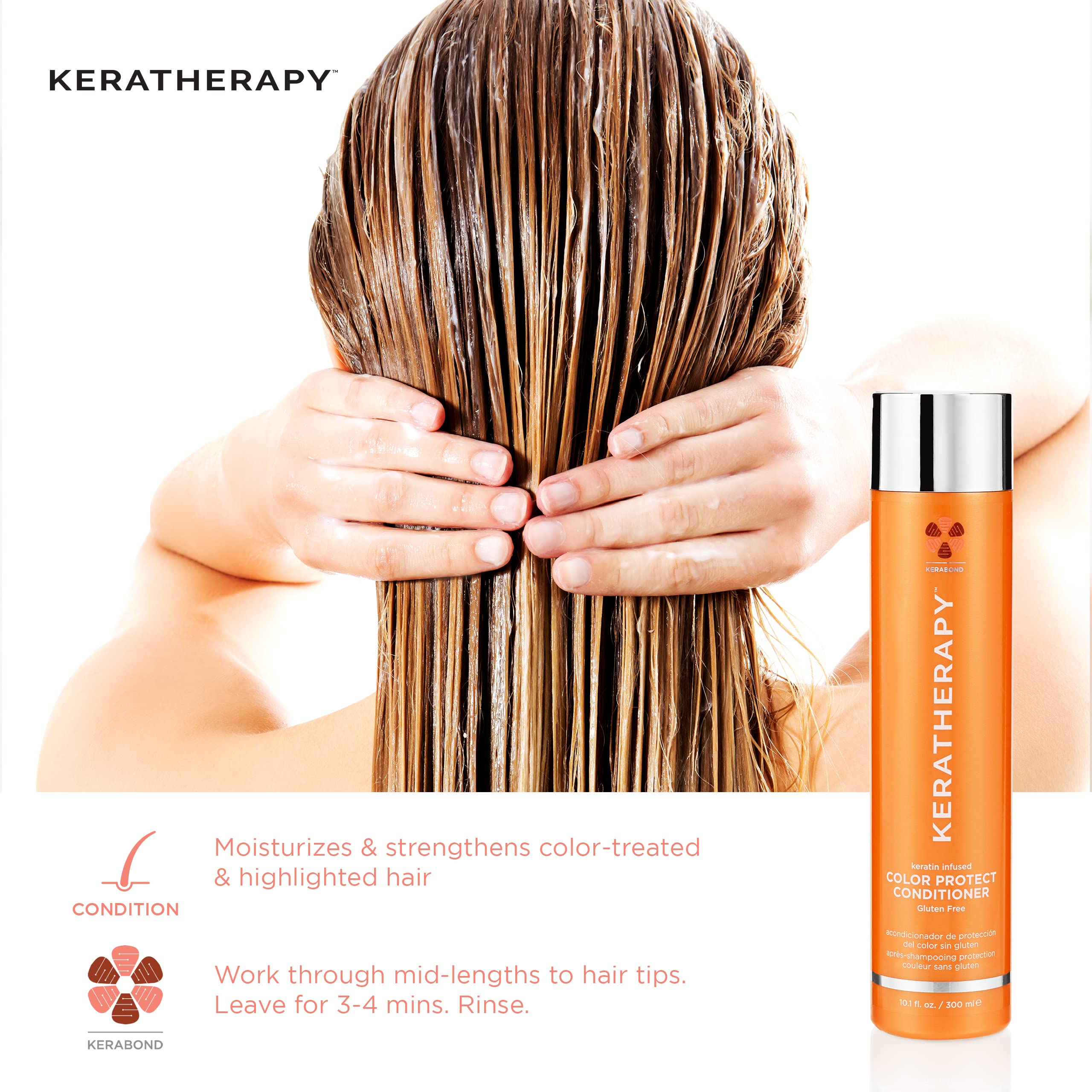 KERATHERAPY Keratin Infused Color Protect Shampoo, 33.8 fl. oz., 1000 ml - Gluten Free Color Protecting Shampoo for Color Treated Hair with Kerabond Technology, Red Raspberry Oil, Omega 3 & 6