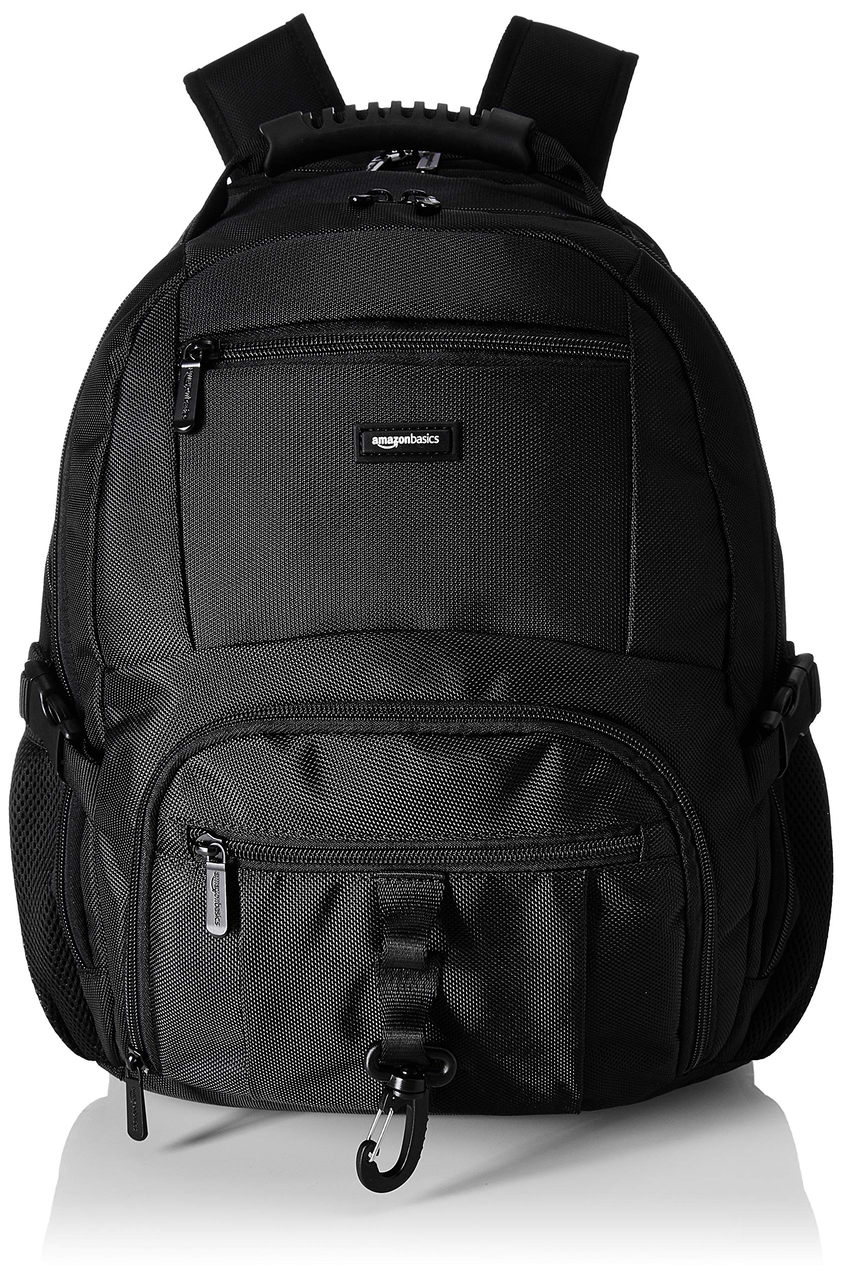 Amazon Basics Multi-Compartment Backpack with Top Handle and Padded Shoulder Straps, Fits up to 15-Inch Laptop - Black