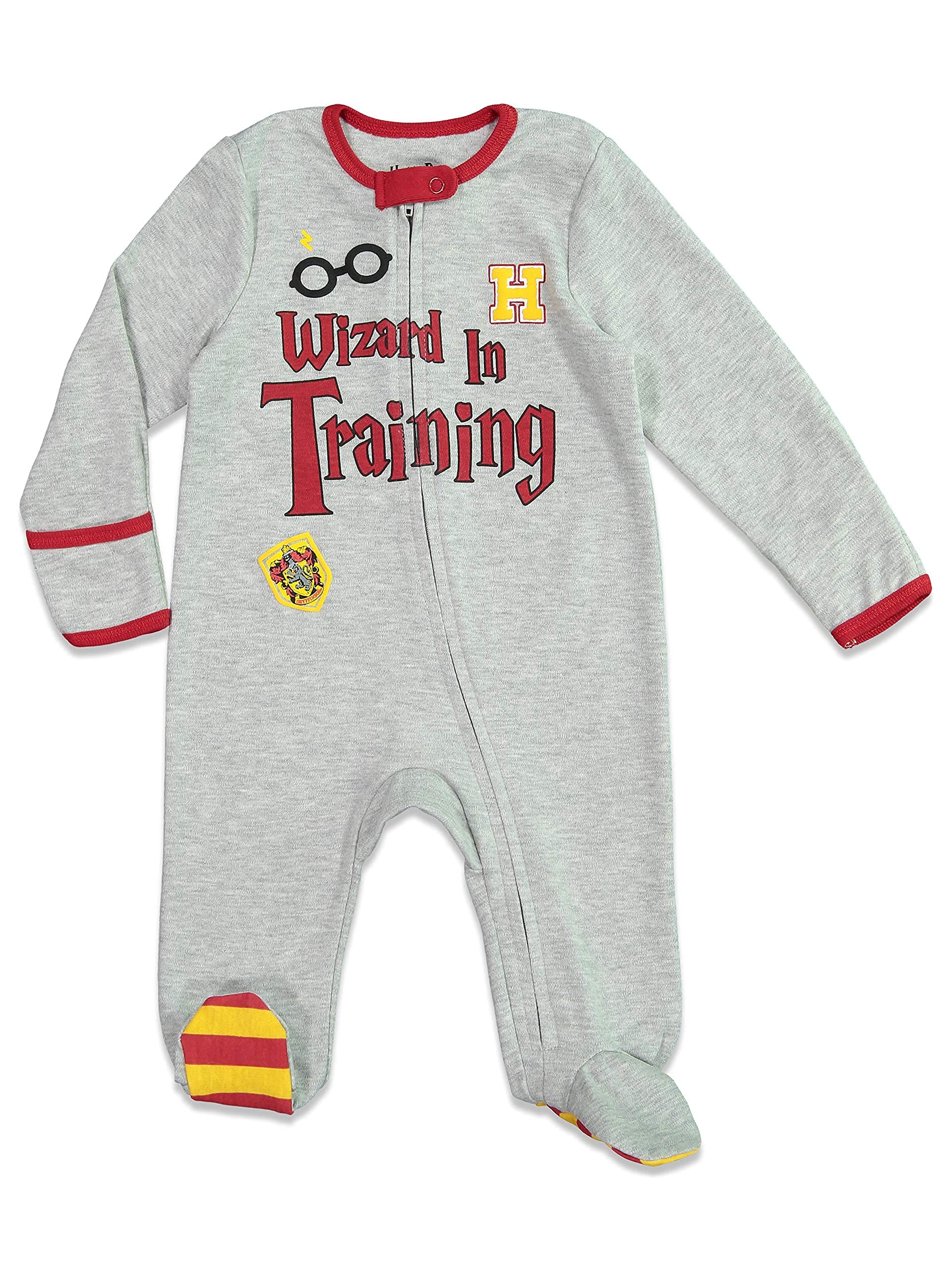 Harry Potter Baby Zip Up Sleep N' Play Coverall Bib Blanket and Burp Cloth 4 Piece Outfit Set Newborn